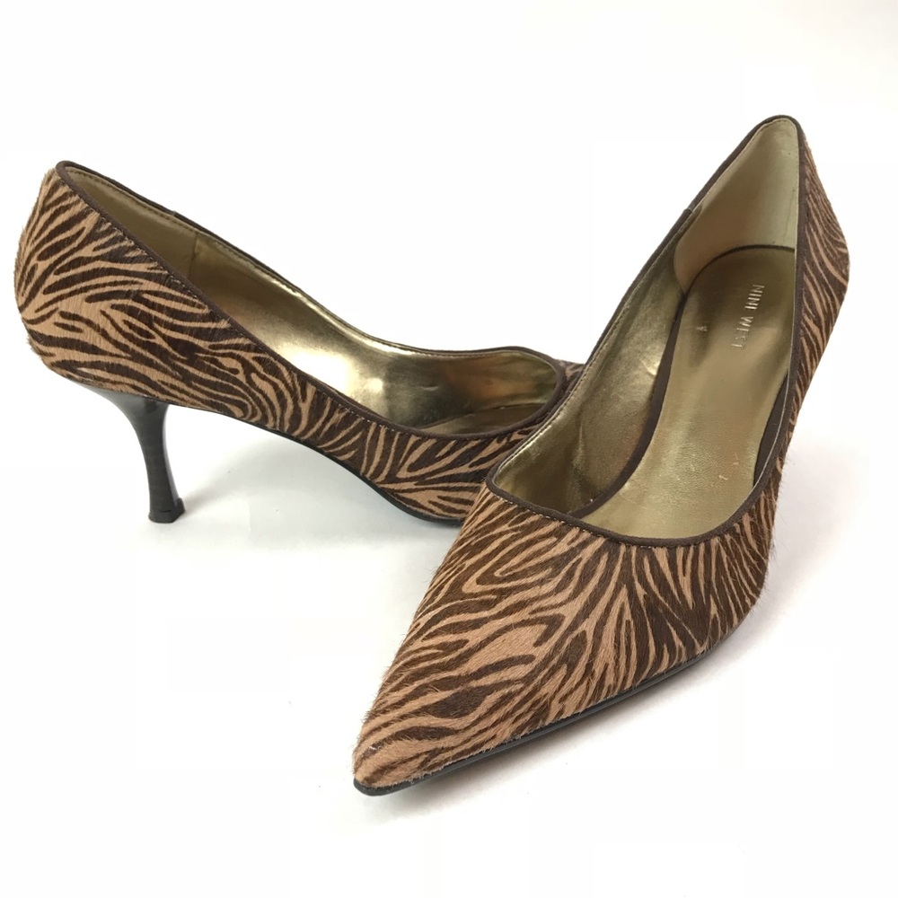 🔥Nine West Brown tan fur animal safari Pumps🔥